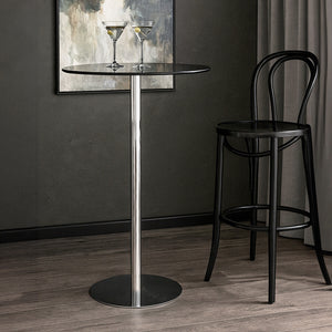 Adam Black Glass and Chrome Finish Bar Table