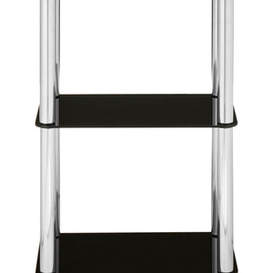 Adam Black Glass and Chrome Finish Three Tier Shelf Unit