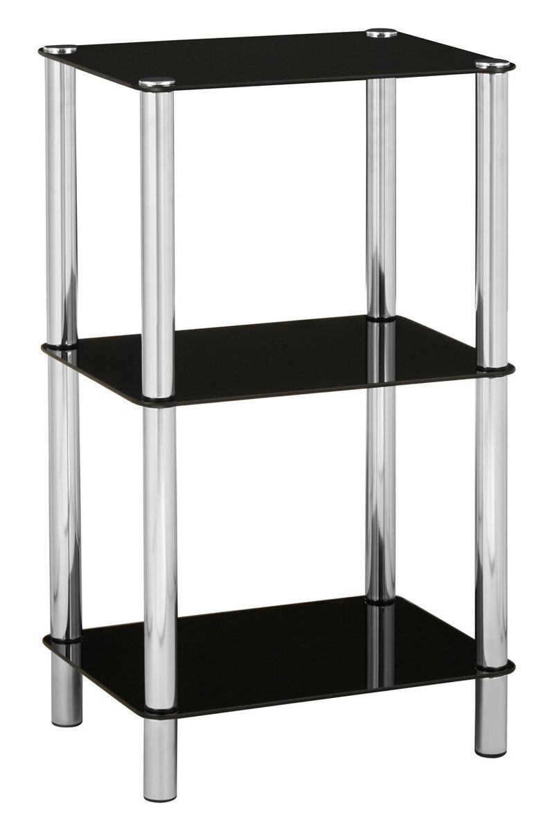Adam 3 Tier Black Glass Shelf Unit