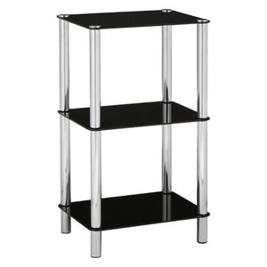 Adam 3 Tier Black Glass Shelf Unit