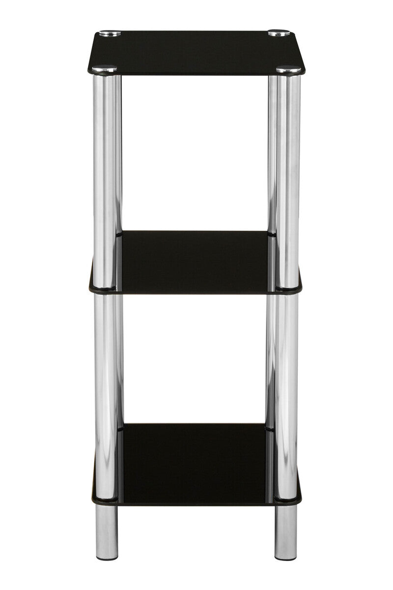 Adam 3 Tier Black Glass Shelf Unit