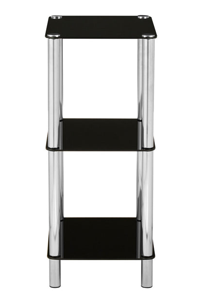 Adam 3 Tier Black Glass Shelf Unit