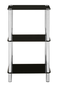 Adam 3 Tier Black Glass Shelf Unit