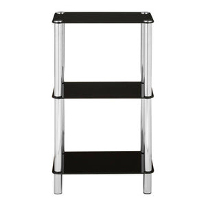 Adam 3 Tier Black Glass Shelf Unit