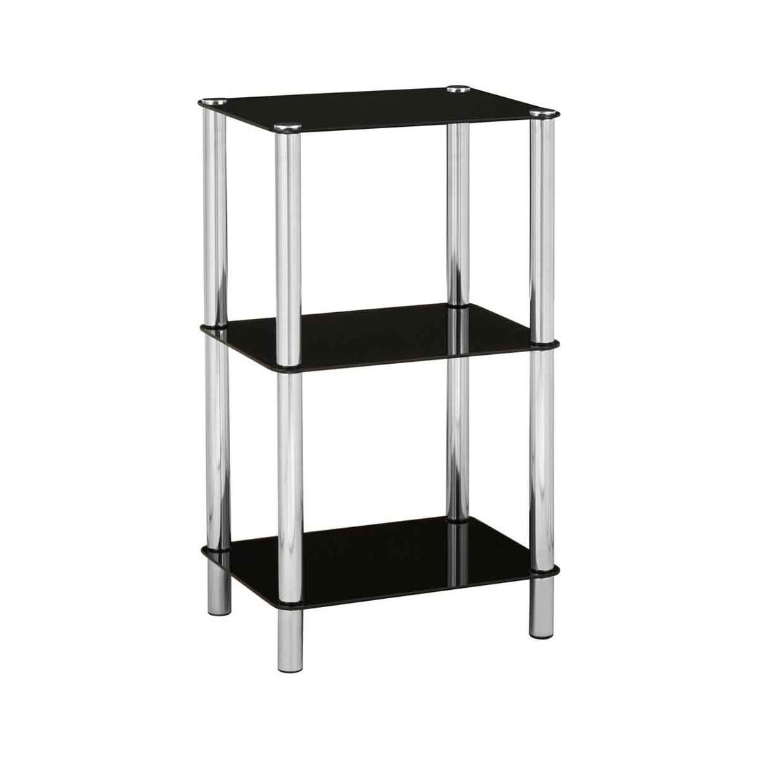 Adam 3 Tier Black Glass Shelf Unit