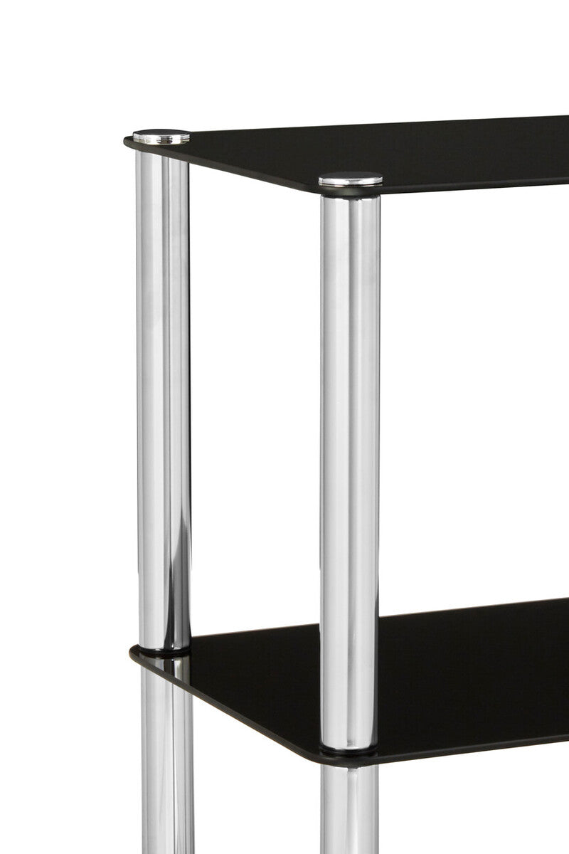 Adam 3 Tier Black Glass Shelf Unit
