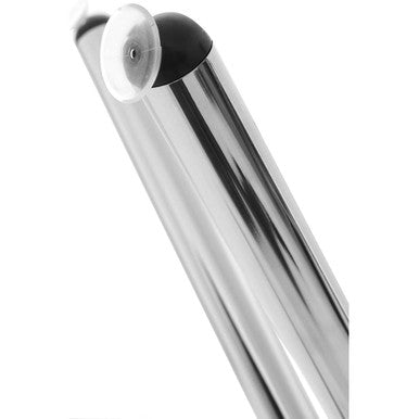 Clear Glass Top Round Dining Table with Silver Finish Metal Cross Base, Afton