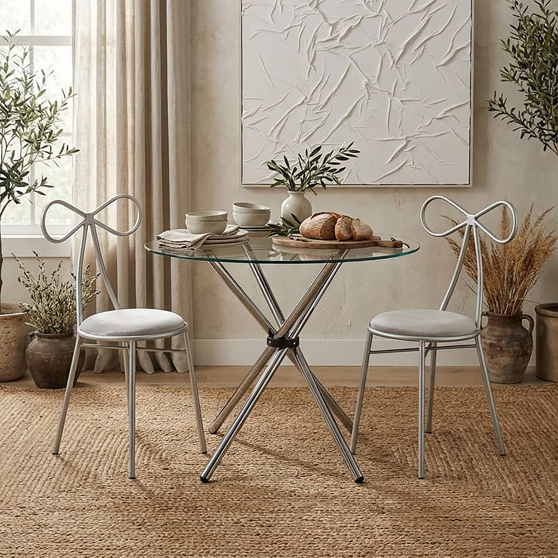 Afton Round Dining Table With Glass Top