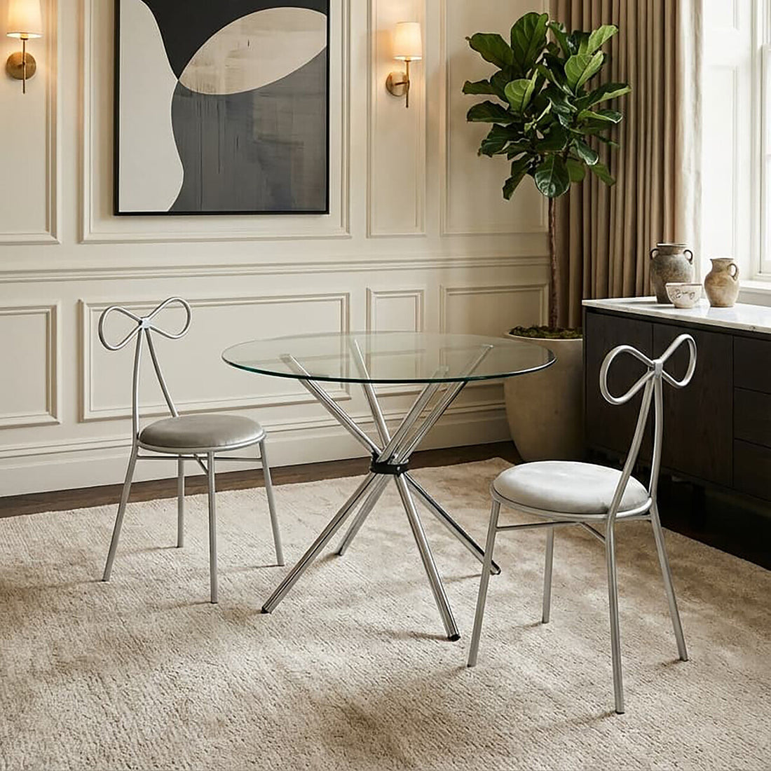 Afton Round Dining Table With Glass Top