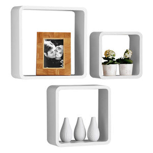 Kayli White Set of 3 Wall Cubes with Rounded Edges