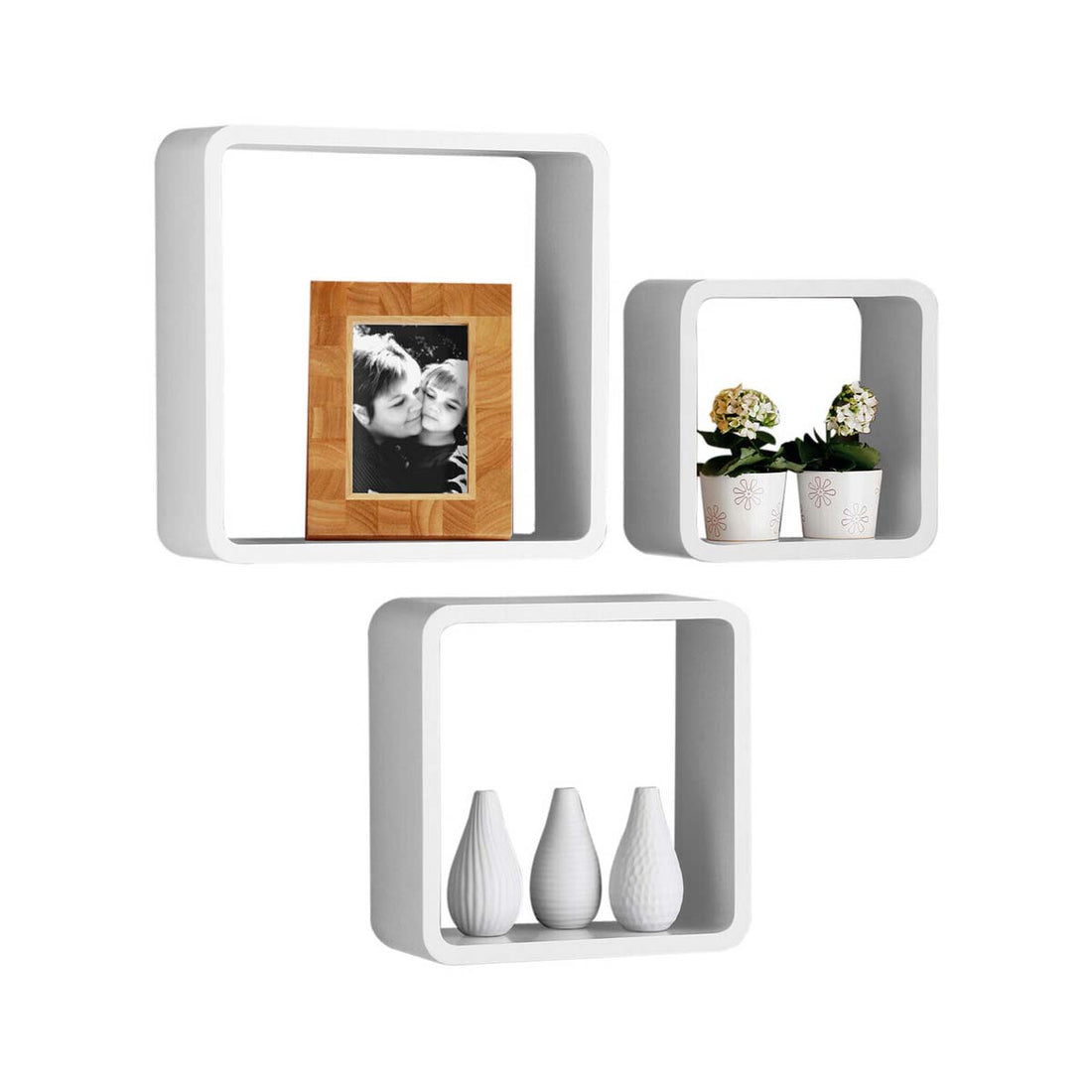Kayli Set Of Three White Wall Cubes