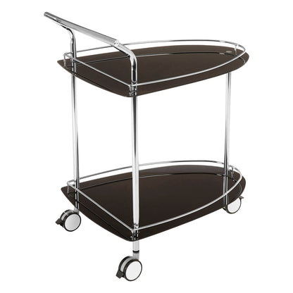Black Tempered Glass Serving Trolley | Adam