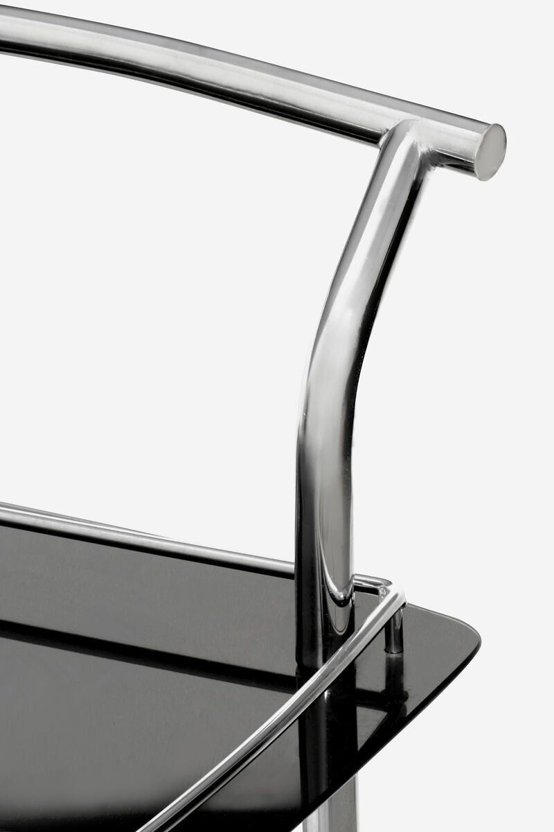 Black Tempered Glass Serving Trolley | Adam