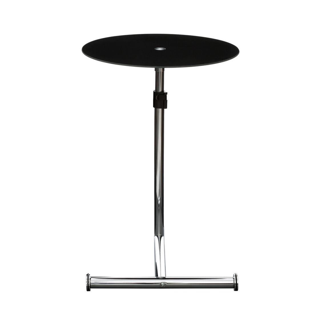 Black Tempered Glass Round Snack Table, Adam