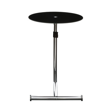 Black Tempered Glass Round Snack Table | Adam