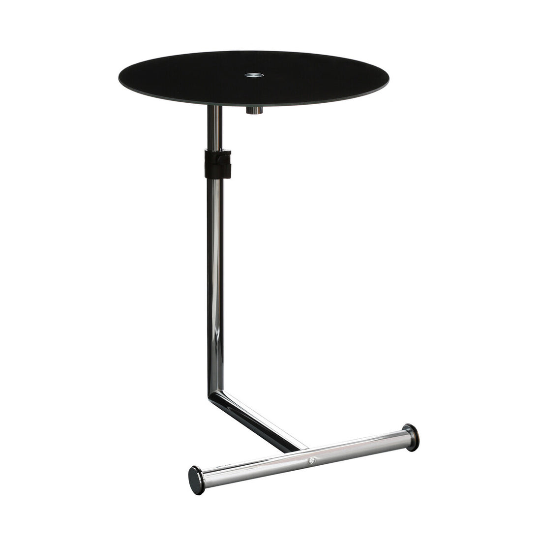 Black Tempered Glass Round Snack Table, Adam