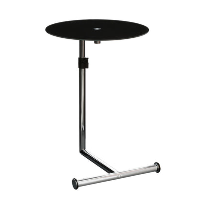 Black Tempered Glass Round Snack Table | Adam
