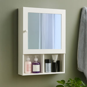 Port White Bathroom Wall Cabinet with Mirrored Door