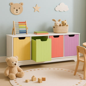 Isla Kids White and Multi Coloured 4 Drawer Storage Unit