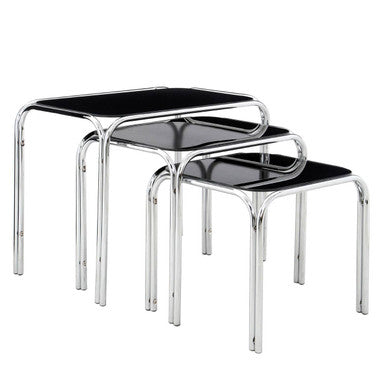 Jordan Set Of Three Black Glass Nest Of Tables