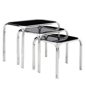 Jordan Set Of Three Black Glass Nest Of Tables