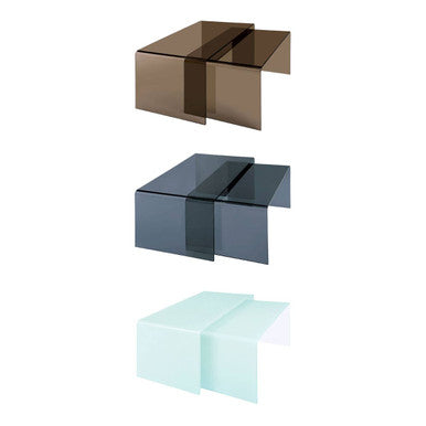 Cascade Nest Of 2 Aqua Green Bent Glass Coffee Tables