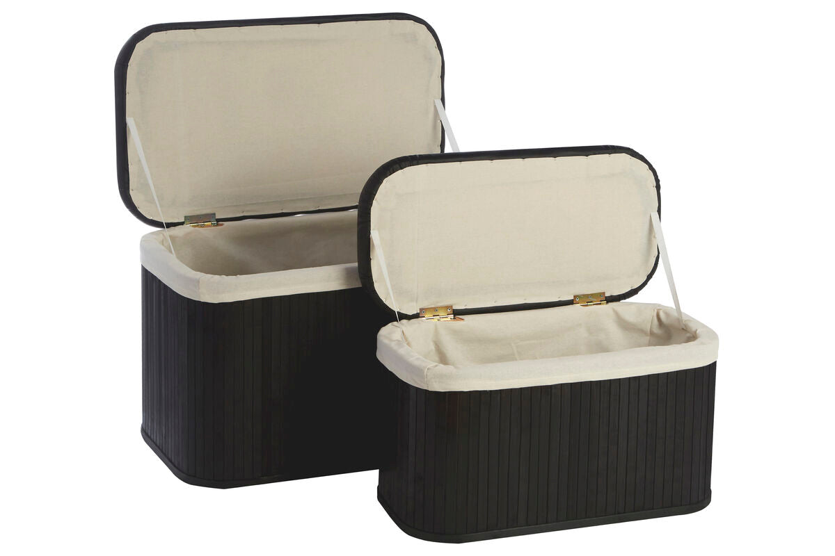 Bambi Black Set of 2 Bamboo Storage Ottoman