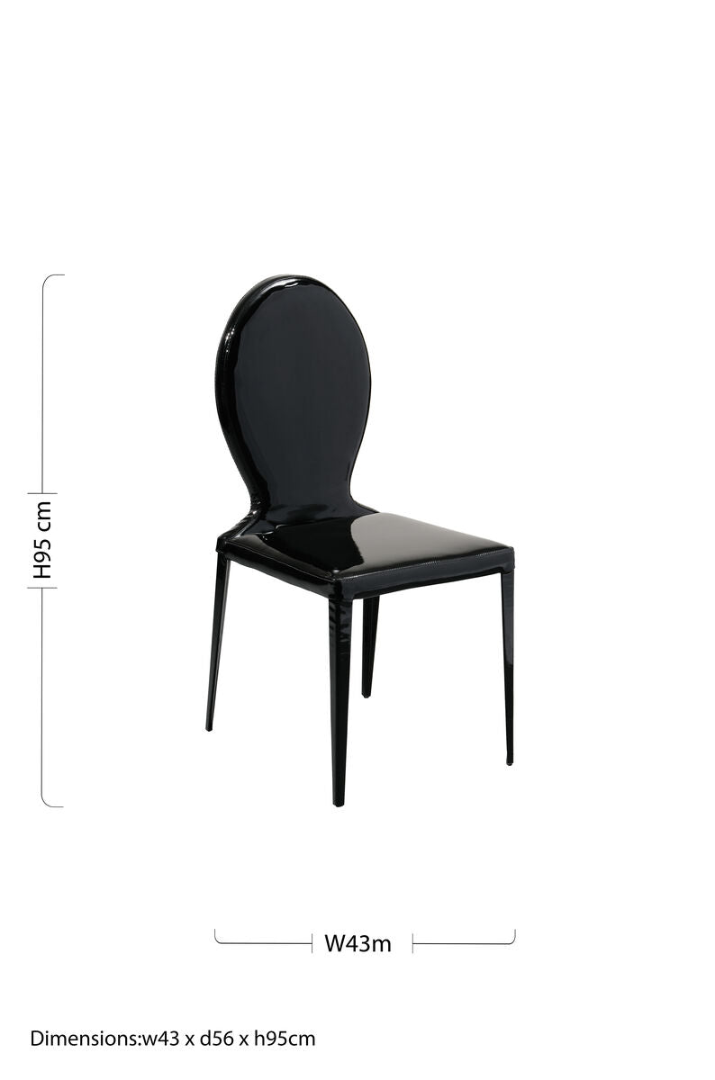 Louis Black Patent Leather Effect Dining Chair - image 4