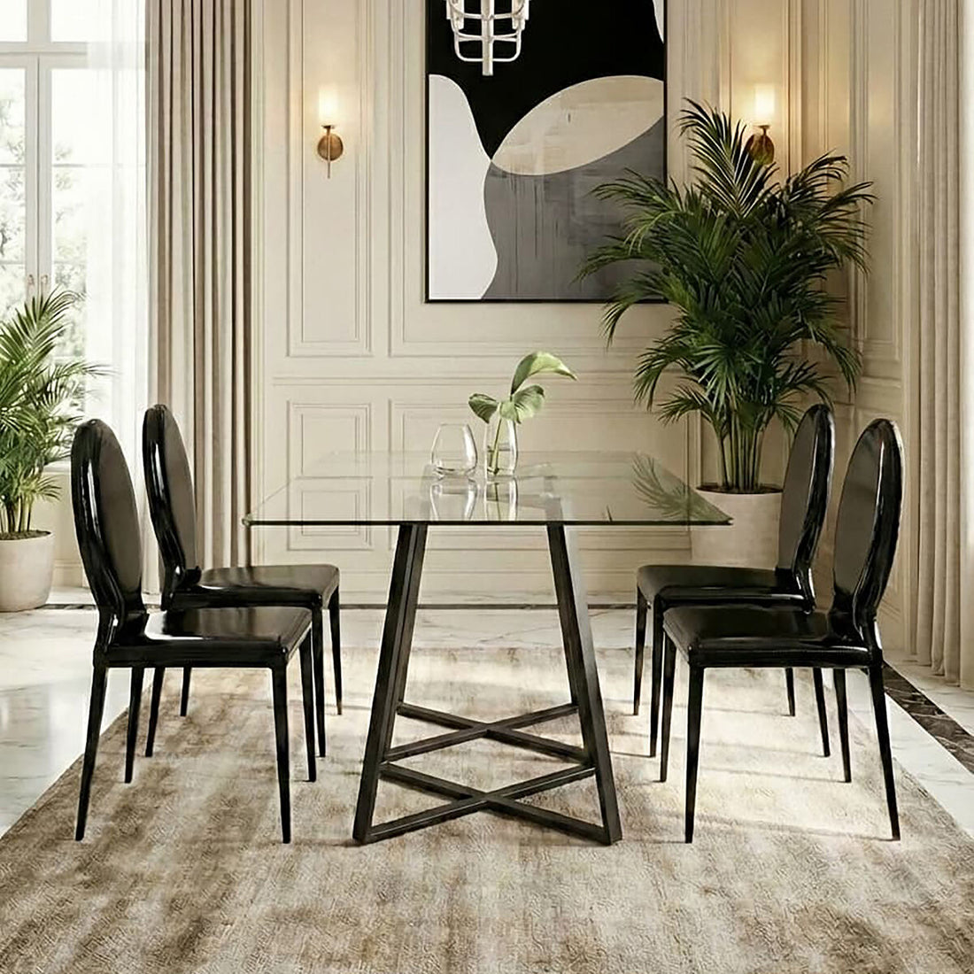 Louis Black Patent Leather Effect Dining Chair - image 3