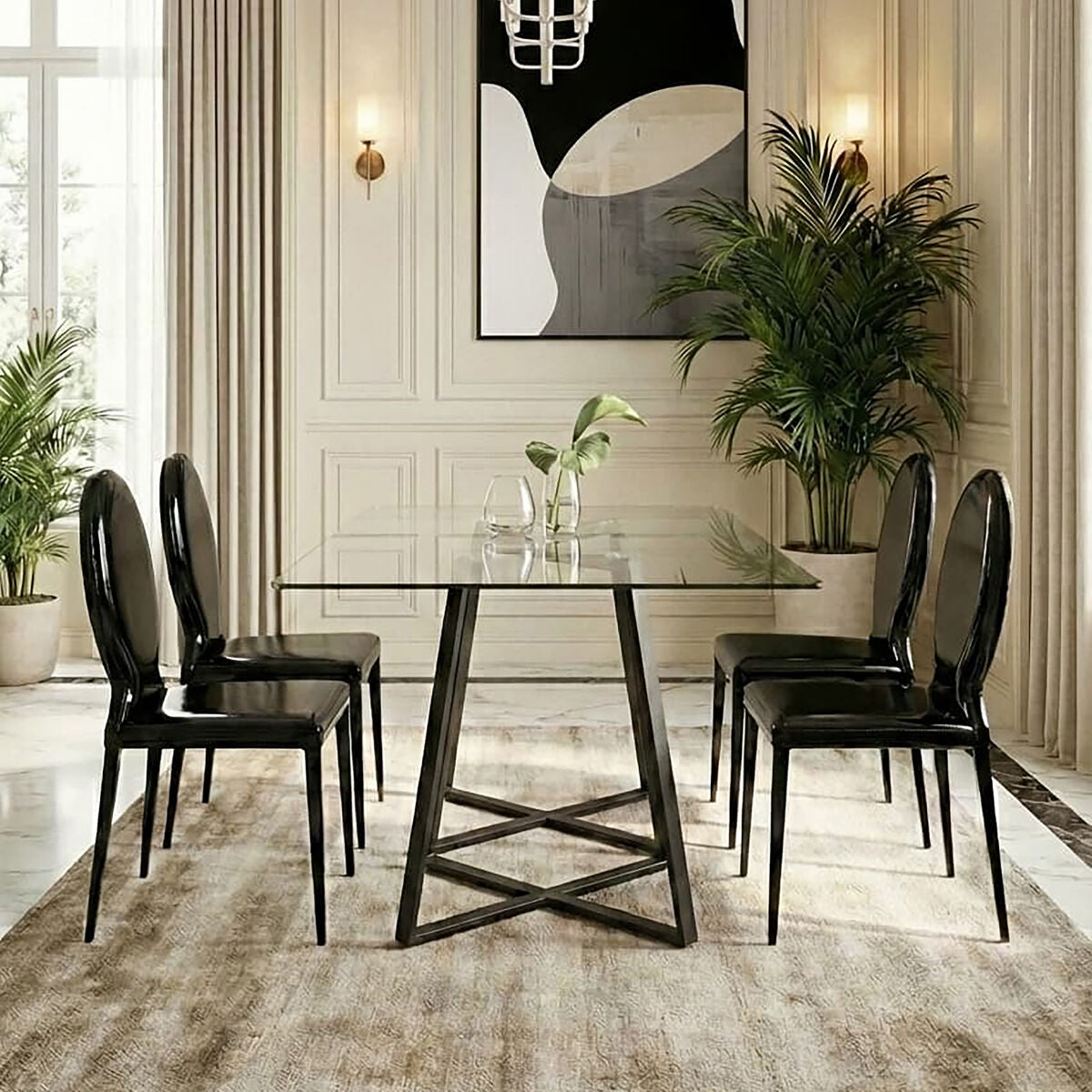Louis Black Patent Leather Effect Dining Chair - image 3