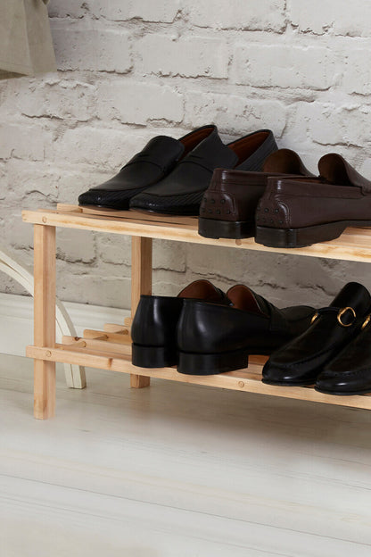 Arla Natural And Cedar Wood 2 Tier Shoe Rack