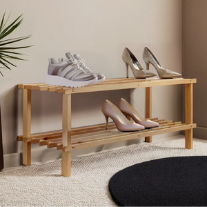 Arla Natural Wooden 2 Tier Shoe Rack