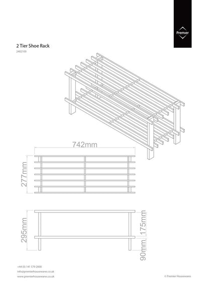 Arla  Dark Cedar Wood 2 Tier Shoe Rack