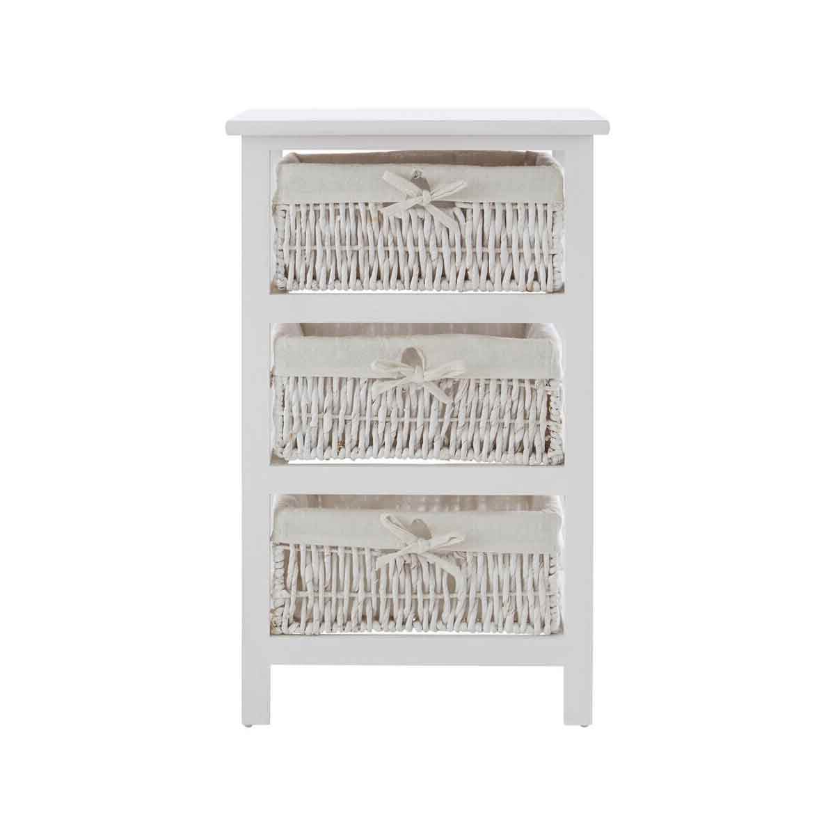 3 Maize Baskets White Storage Unit - Orsina