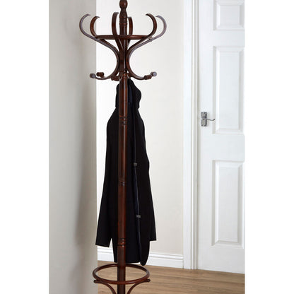 Kennedy Walnut Finish Solid Birchwood Coat Stand
