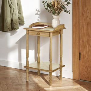 Heva Natural Tropical Hevea Wood Rectangular Side Table with Drawer