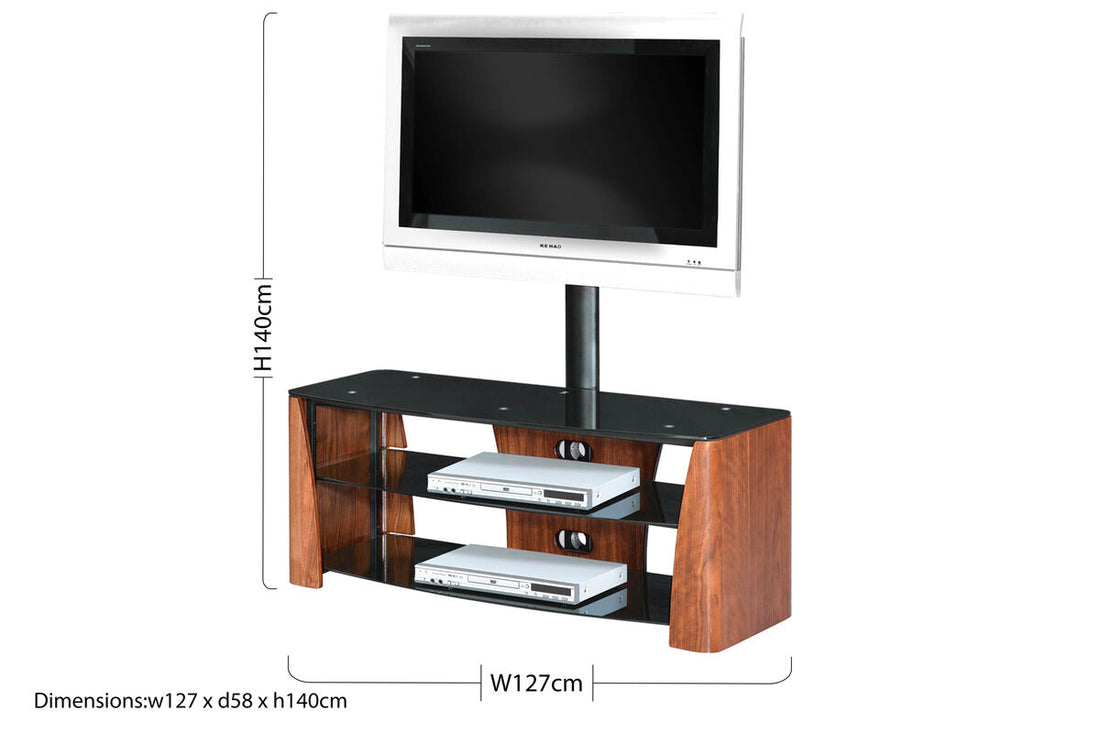 3 Tier Walnut Black Glass Finish Media Unit - image 2