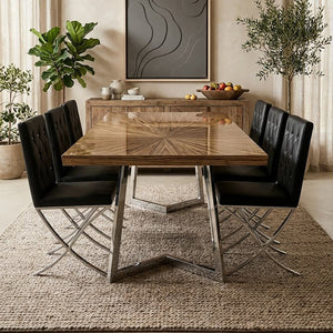 Diamante Black Leather Effect Chair with Silver Finish Legs
