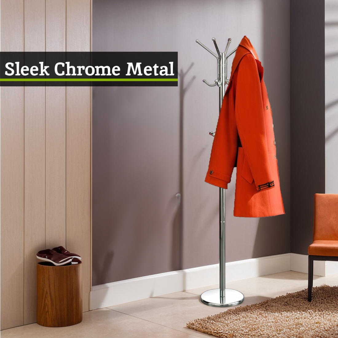 Drew Chrome Floor Standing Coat Stand