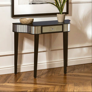 Clavier Black and Mirrored 1 Drawer Console Table