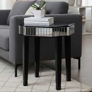 Clavier Black and Mirrored Side Table