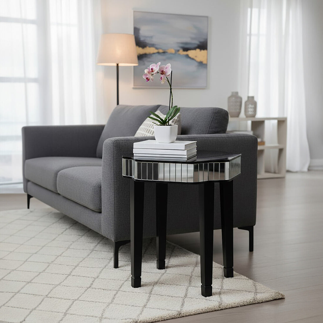 Clavier Black and Mirror Side Table - image 3