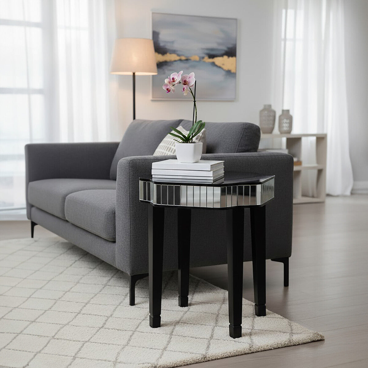 Clavier Black and Mirror Side Table - image 3