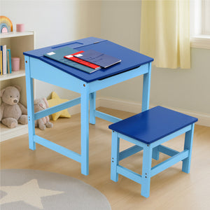 Jordan Blue Kids Desk and Stool Set with Storage