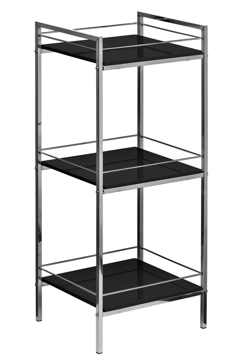 Quincy 3 Tier Black High Gloss Shelf Unit