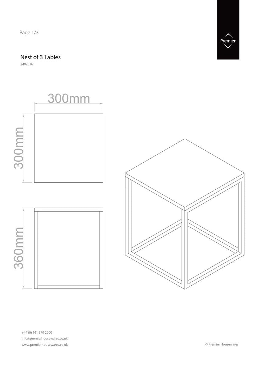 Matte White Top Nest of 3 Tables with Chrome Frame, Fulton