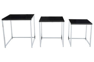Fulton Black Nest Of 3 Tables With Chrome Frame