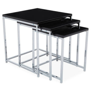 Fulton Black Nest Of 3 Tables With Chrome Frame