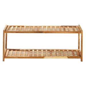 Arla Natural Walnut Wood 2 Tier Shoe Rack