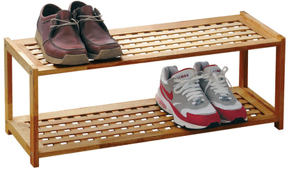 Arla 2 Tier Walnut Wood Shoe Rack